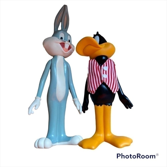 Vintage Looney Tunes Bugs Bunny Daffy Duck Action Figures Vinyl Rubber Plastic - Picture 1 of 7